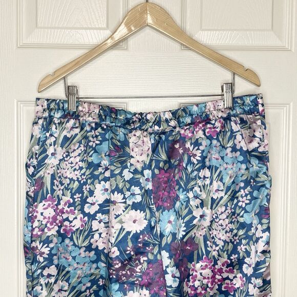Adore Me Womens Satin Pajama Pants Size Large Pull-On Pockets Floral Colorful - Picture 8 of 12